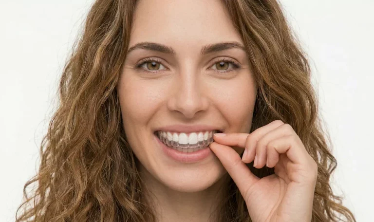 Imagine reprezentativă pentru tratamentul cu Spark Aligners la clinica Dental CATTED, un aparat dentar invizibil realizat din alignere transparente, personalizate digital pentru alinierea progresivă și discretă a dinților.