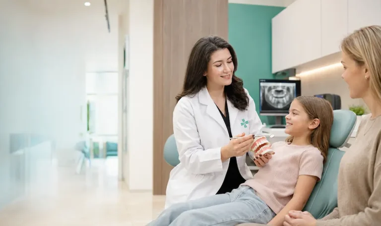 Aparat Dentar Pentru Copii: Când Este Momentul Potrivit Aparat dentar pentru copii - consultație ortodontică pentru evaluarea dezvoltării dinților la Dental CATTED