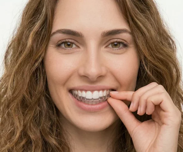 Imagine reprezentativă pentru tratamentul cu Spark Aligners la clinica Dental CATTED, un aparat dentar invizibil realizat din alignere transparente, personalizate digital pentru alinierea progresivă și discretă a dinților.